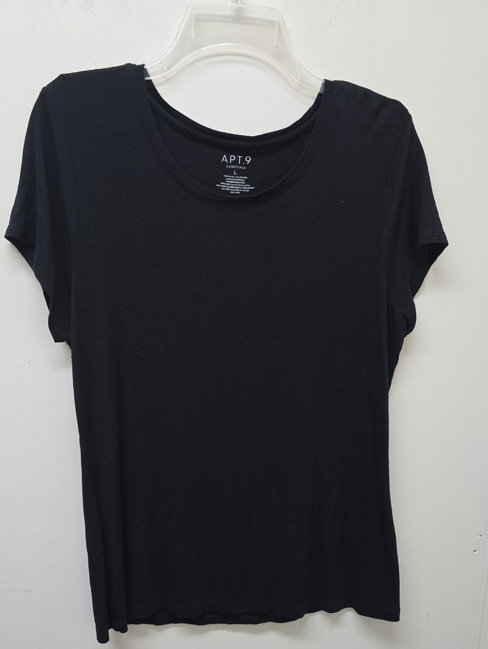 Apt. 9 Black Short-Sleeve Crewneck Tee - Size L